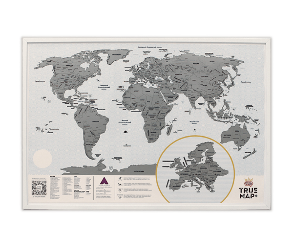 Скретч карта мира True Map Plus White
