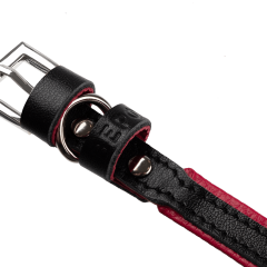 Кожаный ошейник для кошек и маленьких собак Black-Viva Magenta - Image 5