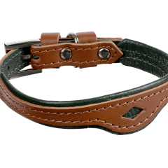 Кожаный ошейник для кошек и маленьких собак Green-Brown - Image 3