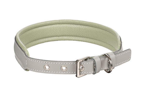 Кожаный ошейник Mint-Grey XL