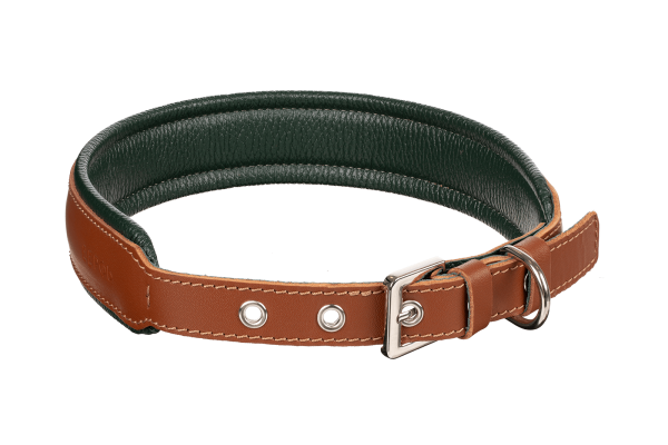 Кожаный ошейник Green-Brown XL