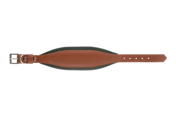 Кожаный ошейник Селедка Green-Brown