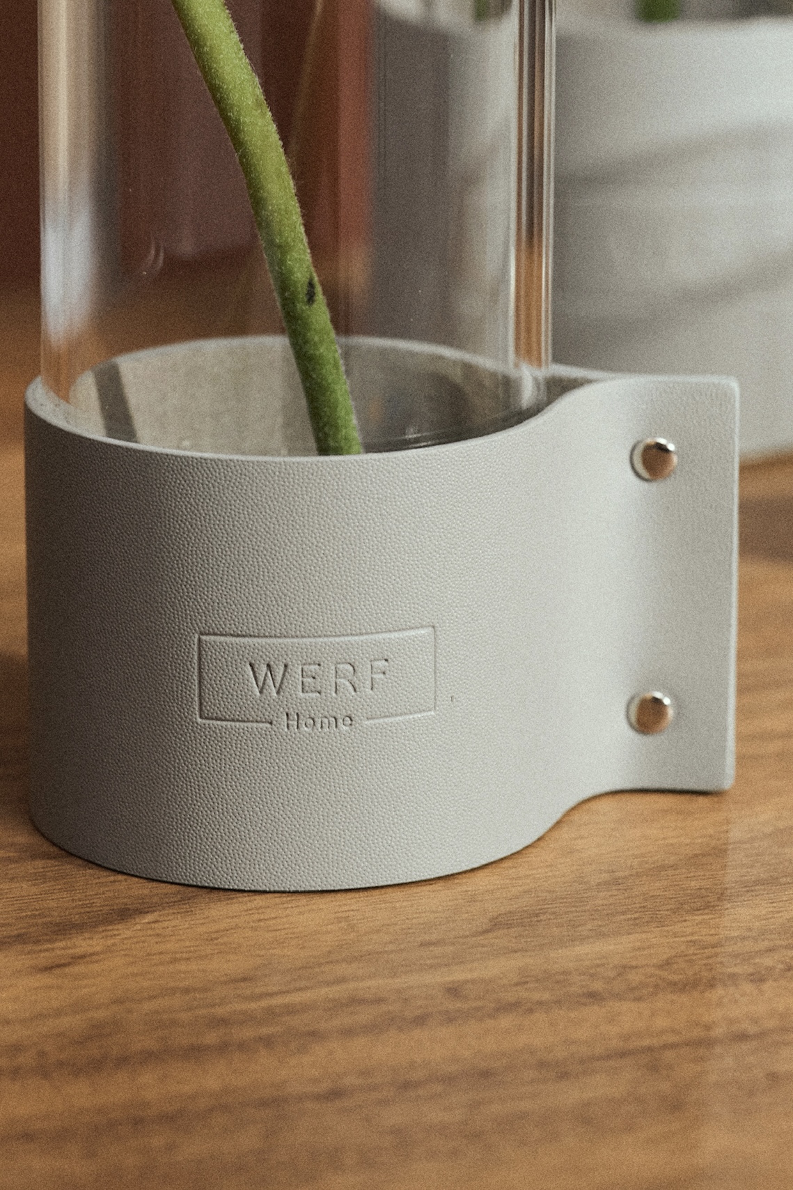 Холдер кожаный для подсвечника "Тепло" Grey - Image 2